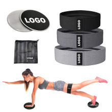 Wholesale Home Workout Non Slip Fabric Hip Booty Bands, Women Exercise Leg Glute Resistance Bands Set with Gliding Discs